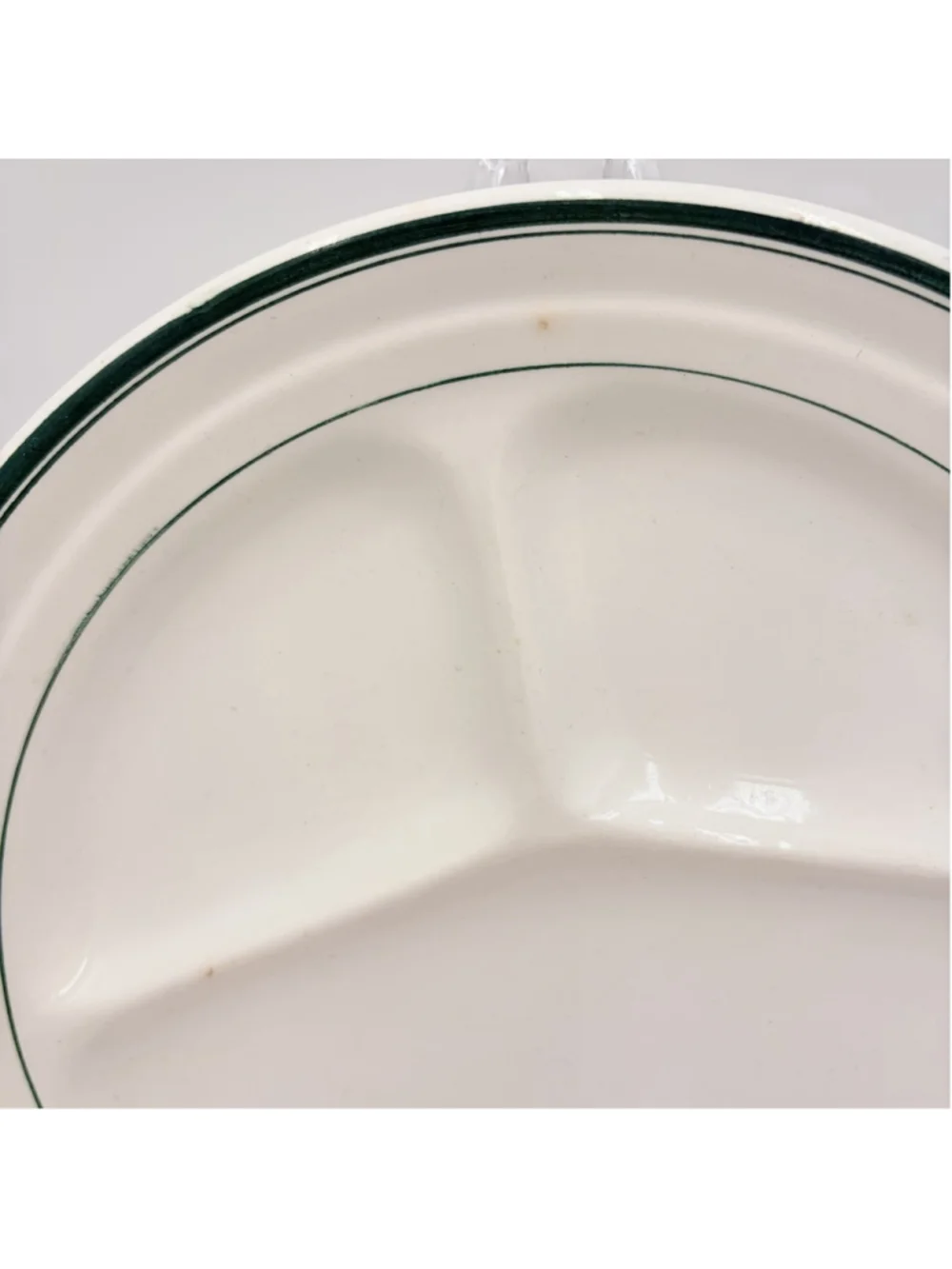 Vintage Japan 3 Compartment Divided Dinner Plates Green Stripe Set of 3 10”